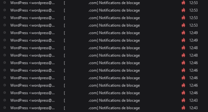 58 notifications de blocage wordpress en 20 minutes