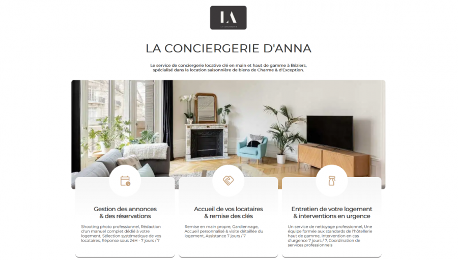 Image imprim écran de la creation de site internet de La conciergerie d'Anna